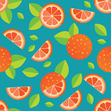 Tiled seamless pattern of cartoon orange slices in modern style. Healthy diet concept fruit print.