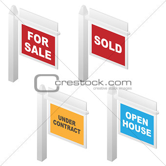 Real Estate For Sale, Sold, Open House and Under Contract Signs