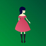 paper cut girl in dress vector illustration