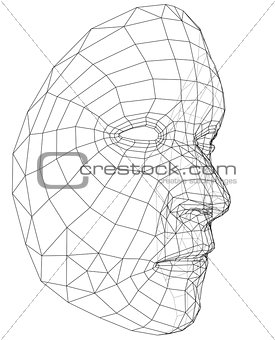 Wire-frame abstract human face