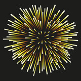 Fireworks yellow on a black background