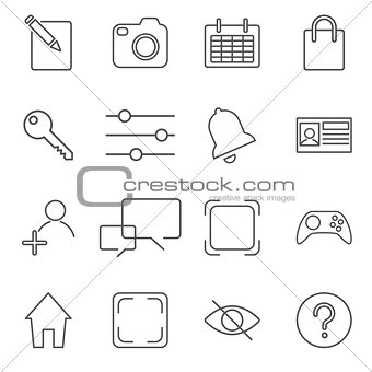 Vector illustration of apps icon set over linen texture