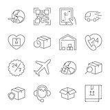 Delivery, transportation, logistics, shipping vector thin line icons set. Modern line graphic design for website, web design, mobile app, infographic. Pixel perfect vector outline icons set.