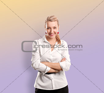Woman isolated on gradient background