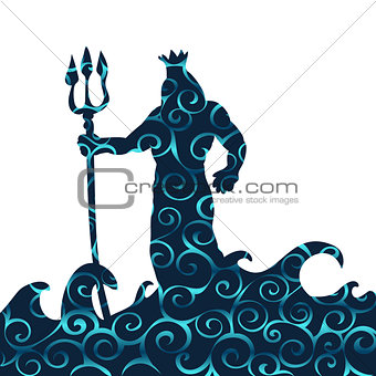 Poseidon god pattern silhouette ancient mythology fantasy