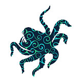 Kraken giant octopus pattern silhouette ancient mythology fantas