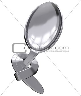 curved chrome spoon on white background 3d illustration