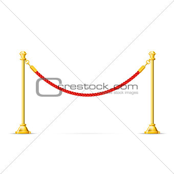 Golden barricade with red rope - barrier rope, vip zone