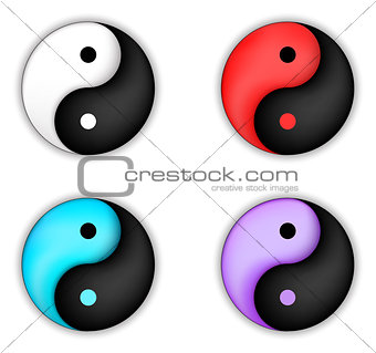 Set of yin-yang circle vector icon