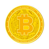 bitcon golden coin with chip pattrn