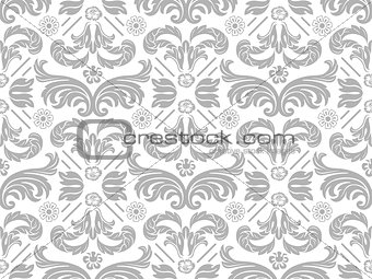 Wallpaper with Silver Damask Pattern