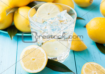 Glass of organic fresh lemon still summer water
