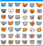 cartoon cats and kittens icons large set