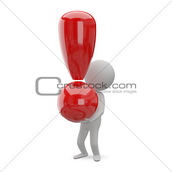3D Iillustration Abstract Man with Exclamation Mark
