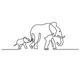 Elephant mom with baby walking symbol