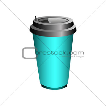 Blue glass with hot coffee or tea to decorate posters, banners, 
