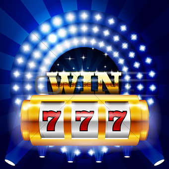 Jackpot - 777 on casino slot machine, big win and gambling conce