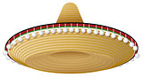 Straw mexican hat with wide brim and decorations