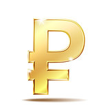 Golden symbol of russian ruble