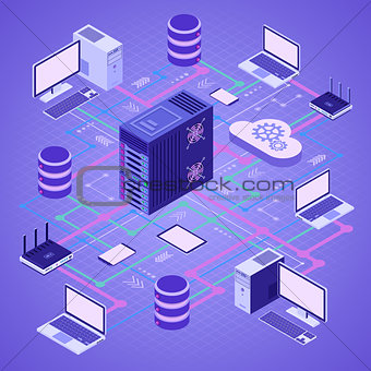 Data Network Cloud Computing Technology Isometric