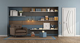 Blue and brown living room