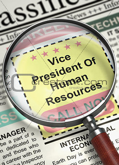 We're Hiring Vice President Of Human Resources. 3D.