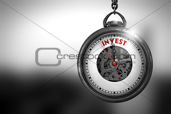 Watch with Invest Text on the Face. 3D Illustration.