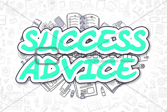 Success Advice - Cartoon Green Word. Business Concept.