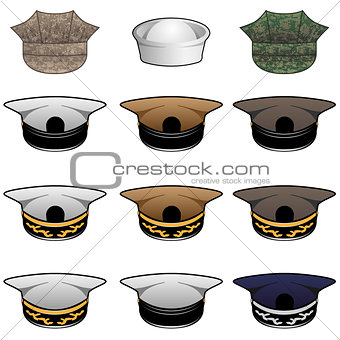 Military Hats Vector Illustration