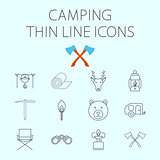 Camping related flat vector icon set