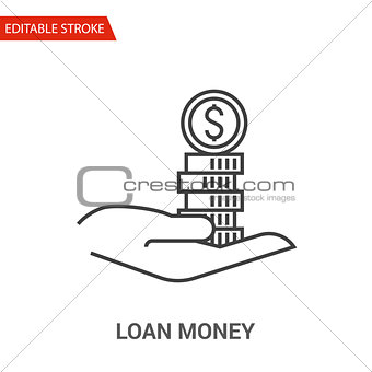Loan Money Icon. Thin Line Vector Illustration