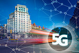 5G or LTE presentation. Barcelona modern city on the background