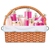 Vector Basket with Skin Grooming Products