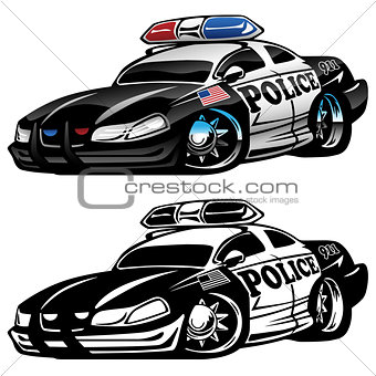 Police Muscle Car Cartoon Vector Illustration