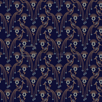 Peacock elegant seamless vector pattern.