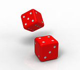 Two red dices, 3d rendering