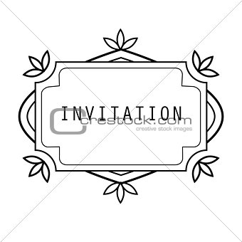 Vintage grayscale frame in a lineart style for invitation
