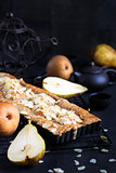 Pear frangipane tart background