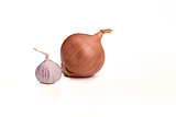 Onion and garlic bulbs