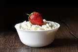 Strawberry in cottage cheese rustic style