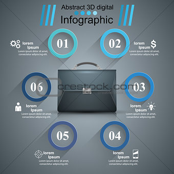 Briefcase, office - business infographic.