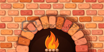Oven, bonfire, stove - cartoon illustration.