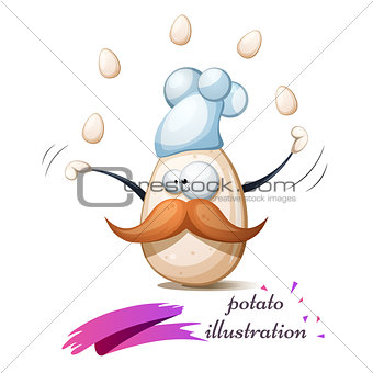 Funny, cute, crazy egg with mustache, whisker