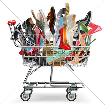 Vector Shopping Cart with Shoes