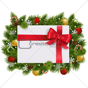 Vector Christmas Fir Branches with Gift