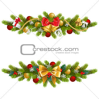 Vector Christmas Fir Decoration with Bow