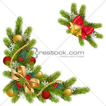 Vector Fir Corner with Decorations