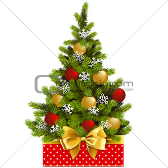 Vector Red Box with Christmas Tree