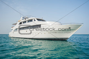Luxury private motor yacht at sea