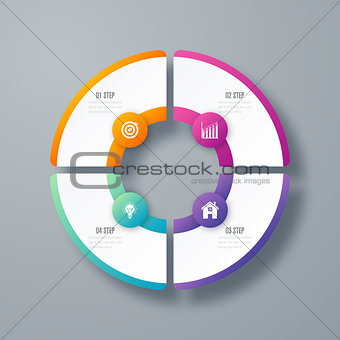 Infographics template 4 options with circle